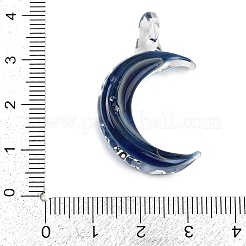 手作りランプワークペンダント  ムーン  ミックスカラー  34.5~38x21.5~24.5x7~9.5mm  穴：3.3~4mm&nbsp;LAMP-Q005-04