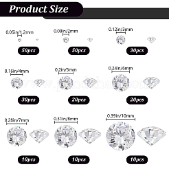 9種類のキュービックジルコニアカボション  グレードA  多面カット  ダイヤモンド  透明  1.2~10x1.2~5.5mm&nbsp;ZIRC-BBC0002-97