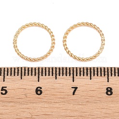 真鍮のはんだ付けされた閉じた丸カン  ツイストラウンド  24KGP本金メッキ  12x1.2mm  内径：10mm&nbsp;KK-K253-15E-03G