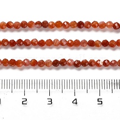 天然南赤瑪瑙ビーズ連売り  多面カット  ラウンド  3~3.2x3mm  穴：0.60mm  約128個/連  14.96