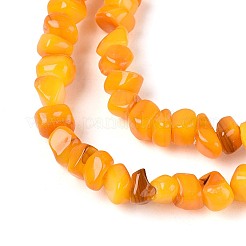 天然淡水シェルビーズ連売り  ナゲット  染め  オレンジ  0.5~8x3~7x3~7mm  穴：1mm  約86~108個/連  14.76~15.16インチ（37.5~38.5cm）&nbsp;SHEL-N037-04G