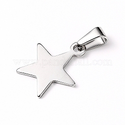 変色しにくい304ステンレススチールペンダント  スター  ステンレス鋼色  19.5x16.5x2mm  穴：8x3mm&nbsp;LS-STAS-I127-010P