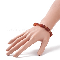 天然琥珀の不規則なナゲットとガラスビーズのストレッチ ブレスレット  女性のためのアクセサリー用原石のアクセサリー  内径：1-3/4インチ（4.6cm）&nbsp;BJEW-JB08622