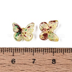 ピカソの透明ガラスビーズ  蝶  緑黄  9.5x11x4mm  穴：0.9~1.2mm  約1020個/ポンド&nbsp;SEED-N012-06C