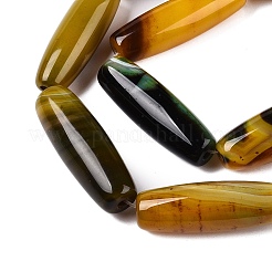 天然瑪瑙染めビーズ連売り  ライス  ゴールド  39.5~41x11~15mm  穴：3mm  約10個/連  15.35~16''（39~40センチメートル）&nbsp;G-T138-230G