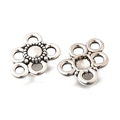 チベット風合金シャンデリアコネクターパーツ  花  アンティークシルバー  13x10x1.8mm  穴：2mm&nbsp;FIND-D042-05AS