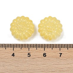透明ガラスビーズ  花  焼き付け塗料  ライトカーキ  16x15.5x7.5mm  穴：1.2mm&nbsp;DGLA-E004-05K