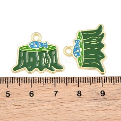 合金エナメルチャーム  切り株と魚のチャーム  ゴールドカラー  グリーン  19x23x1mm  穴：2mm&nbsp;AL-CBA6AEB-10G-01