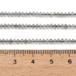 天然石ラブラドライトビーズ連売り  双円錐形  多面カット  3x2mm  穴：0.6~0.7mm  約194~196個/連  15.28~15.43インチ（38.8~39.2cm）&nbsp;GG-CBAA9B4-A06-02