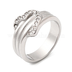 304ステンレススチール製マイクロパヴェキュービックジルコニアリング（女性用）  ハート  ステンレス鋼色  11.5mm  usサイズ8 1/2(18.5mm)&nbsp;RJEW-K316-06P