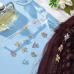 300色の鉄製ドレッドヘア編みビーズ3個  ヘアスタイリング用  葉  ミックスカラー  2.3~18.5mm  内径：7.5mm  100個/カラー&nbsp;FIND-CP0001-51