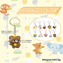 プラスチックキーホルダー  鉄パーツ  混合動物  ミックスカラー  10~10.5cm&nbsp;KEYC-CJ00007