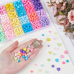 1140個24色の不透明アクリルビーズセット  混合図形  ミックスカラー  6~10x6~11x4~6mm  穴：1.6~2.5mm&nbsp;SACR-PA0001-27