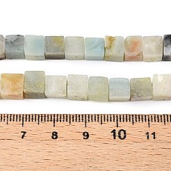 天然フラワーアマゾナイトビーズ連売り  キューブ  6~7x6~6.5x6~6.5mm  穴：1mm  約60~61個/連  15~15.366''（38.1~39センチメートル）&nbsp;G-T139-6x6-31A