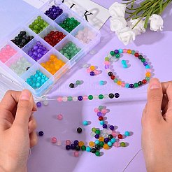 キットを作るDIYジュエリーブレスレット  480本6mm染めの丸い天然白翡翠ビーズと平らな伸縮性のある糸  ミックスカラー  ビーズ：480PCS&nbsp;DIY-SZ0003-70