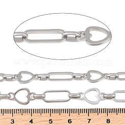 304ステンレススチール製ハート＆オーバルリンクチェーン  溶接されていない  ステンレス鋼色  16x6.5x11mm&nbsp;CHS-B013-02P