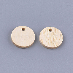 ウッドペンダント  フラットラウンド  パパイヤホイップ  15.5x2.5mm  穴：2mm&nbsp;WOOD-S054-07