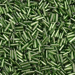 メッキガラス竹ビーズ  メタリックカラー  ライム  6~7x2mm  穴：1mm  約10000個/ポンド&nbsp;SEED-S046-01B-49A