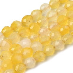染色・加熱された天然の黄色瑪瑙ビーズ連売り  多面カット  ライス  6~6.5x5~6mm  穴：1.2mm  約58~62個/連  14.57''~14.76''（37~37.5センチメートル）&nbsp;G-K376-F20-01