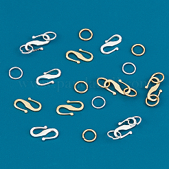 真鍮製S字クラスプ  304ステンレススチール製丸カン付き  ミックスカラー  11.5x6.5x1mm&nbsp;KK-CA0003-06