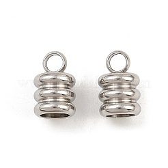 変色しにくい201ステンレススチールコードエンド  エンドキャップ  ステンレス鋼色  9x6mm  穴：2mm  内径：4mm&nbsp;STAS-R063-27