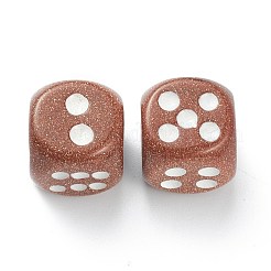 合成ゴールドストーン金砂石カボション  サイコロ  15x15x15mm&nbsp;G-M378-02A