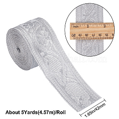 チロリアンテープ  ジャカードリボン  花柄  銀  1-5/8インチ（42mm）&nbsp;OCOR-GF0002-57B