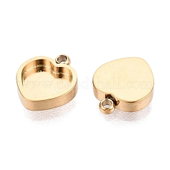 304ステンレススチールペンダントカボション部品  ハート  イオンプレーティング（ip）  18KGP本金メッキ  トレイ：5.5x6mm  9x7x1.6mm  穴：1mm&nbsp;STAS-Q113-16G