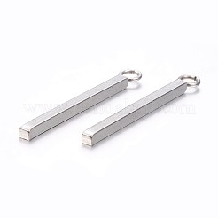 変色しにくい304ステンレススチールペンダント  長方形/棒  ステンレス鋼色  18x1.5x1.5mm  穴：2mm&nbsp;STAS-P186-05P-18mm