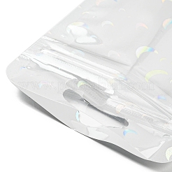 長方形のグリッターホログラフィックプラスチック製陰陽柄ジップトップギフトバッグ  ペンキーホルダー時計の保管用のセルフシール再閉チェーン可能なパッケージポーチ  ホワイト  ムーン  21.7x6.5x0.02cm  片側の厚さ：2.7ミル（0.07mm）&nbsp;OPP-E004-01C-D02
