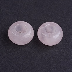 天然石ローズクォーツビーズ  大ホールホールビーズ  ロンデル  14x7~8mm  穴：6mm&nbsp;X-G-K216-01J
