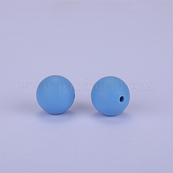丸いシリコン焦点ビーズ  ライトスカイブルー  15mm  穴：2mm&nbsp;SI-JX0046A-96