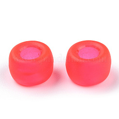 透明プラスチックビーズ  艶消し  バレル  サクランボ色  9x6mm  穴：3.8mm  約1900個/500g&nbsp;KY-T025-01-A05