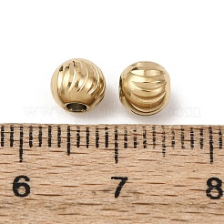 テクスチャ加工された304ステンレススチールビーズ  ラウンド  イオンプレーティング（ip）  18KGP本金メッキ  6x5mm  穴：2mm&nbsp;STAS-I358-11G-03