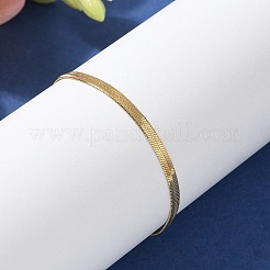 304ステンレススチール製スネークチェーンブレスレット、女性・男性用  イオンプレーティング（ip）  18KGP本金メッキ  5-7/8x1/8インチ（15cm）  ワイド：3mm&nbsp;STAS-S157-36B-G