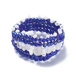 ガラスシードビーズ編組リング  女性用天然石ストレッチリング  ミックスカラー  9.5~13mm  内径：17~18mm&nbsp;RJEW-MZ00006