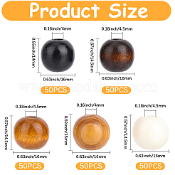250個 5スタイル 木製ヨーロピアンビーズ  大穴ロンデルビーズ  ミックスカラー  15~16x14~15mm  穴：4~4.5mm  50個/スタイル&nbsp;WOOD-PA0001-41