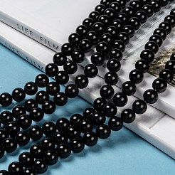 天然アイレスオブシディアンビーズ連売り  ラウンド  8mm  穴：1mm  約46~49個/連  14.8~15.3インチ&nbsp;X-G-K123-06-8mm
