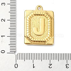 イオンプレーティング（IP）304ステンレスペンダント  文字チャーム付きの長方形  18KGP本金メッキ  文字J  24.5x18x3mm  穴：1.8mm&nbsp;STAS-U033-01G-J
