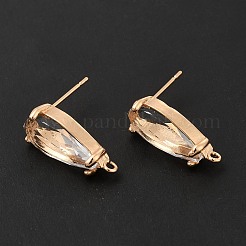 K9 ガラス スタッド イヤリング ティアドロップ パーツ  明るい金色の真鍮のパーツと  カドミウムフリー＆ニッケルフリー＆鉛フリー  クリスタル  19x8mm  穴：1.2mm  ピン：0.8mm&nbsp;KK-E071-25KCG-05