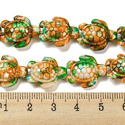 スプレープリント合成ターコイズビーズ連売り  カメ  ライムグリーン  17x14x6mm  穴：1.4mm  約23個/連  14.96~15.16''（38~38.5センチメートル）&nbsp;G-E617-A02-02