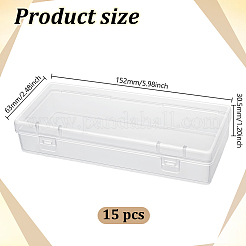 ヒンジ付き蓋付きプラスチックビーズコンテナ 15 個  長方形  透明  15.2x6.3x3.05cm  内径：15x5.95のCM&nbsp;AJEW-GO0004-86