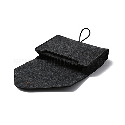 フェルト収納袋  木製ボタンで  パワーバンク用  小物  ブラック  135x160x30mm  内径：145x22mm&nbsp;AJEW-WH0033-30B