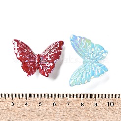 不透明UVメッキアクリルビーズ  虹色の  蝶  パチパチ音を立てる  ミックスカラー  27.5x37.5x8.5mm  穴：2mm&nbsp;PACR-D288-18