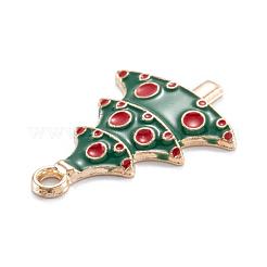合金エナメルチャーム  クリスマスのために  クリスマスツリー  ライトゴールド  グリーン  26x18.5x2mm  穴：2mm&nbsp;ENAM-S121-005