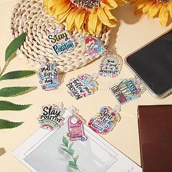 9 個のプラスチックモバイル防塵プラグ  アクリルパーツ付き  プラチナ  混合図形  ミックスカラー  50~59mm&nbsp;HJEW-CA00090