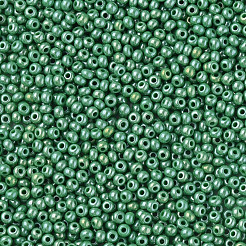11/0 チェコ不透明ガラスシードビーズ  光沢のある  ラウンド  シーグリーン  2.2x1.5mm  穴：0.7mm  約500 G /袋&nbsp;SEED-N004-003B-35