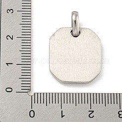 304ステンレスペンダント  黒のアクリルで  八角形チャーム  ステンレス鋼色  20x18x3mm  穴：3x5mm&nbsp;STAS-F307-08P