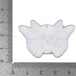 印刷されたアクリルパーツ  ハロウィーンテーマの形状  スカル  18.5x42x2.5mm  穴：1.6mm&nbsp;SACR-B008-04A