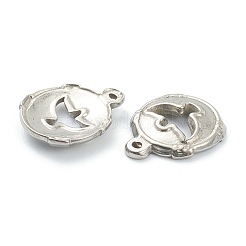 変色しない304ステンレススチールペンダント  中空の鳥とフラットラウンド  ステンレス鋼色  14x11.5x2.5mm  穴：0.7mm&nbsp;LS-STAS-P279-48P